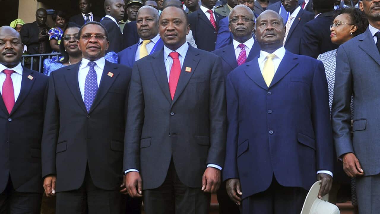East African Presidents in Munyonyo, near Kampala, in Uganda