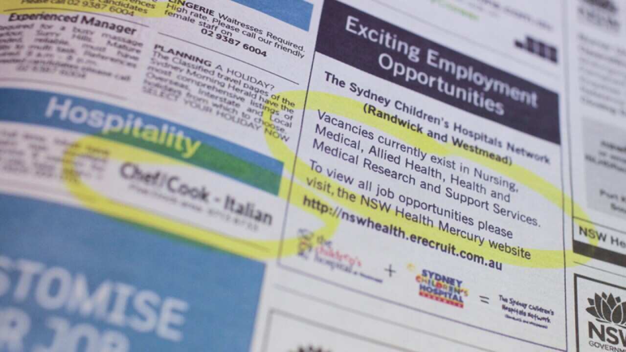 Job advertisement in a newspaper