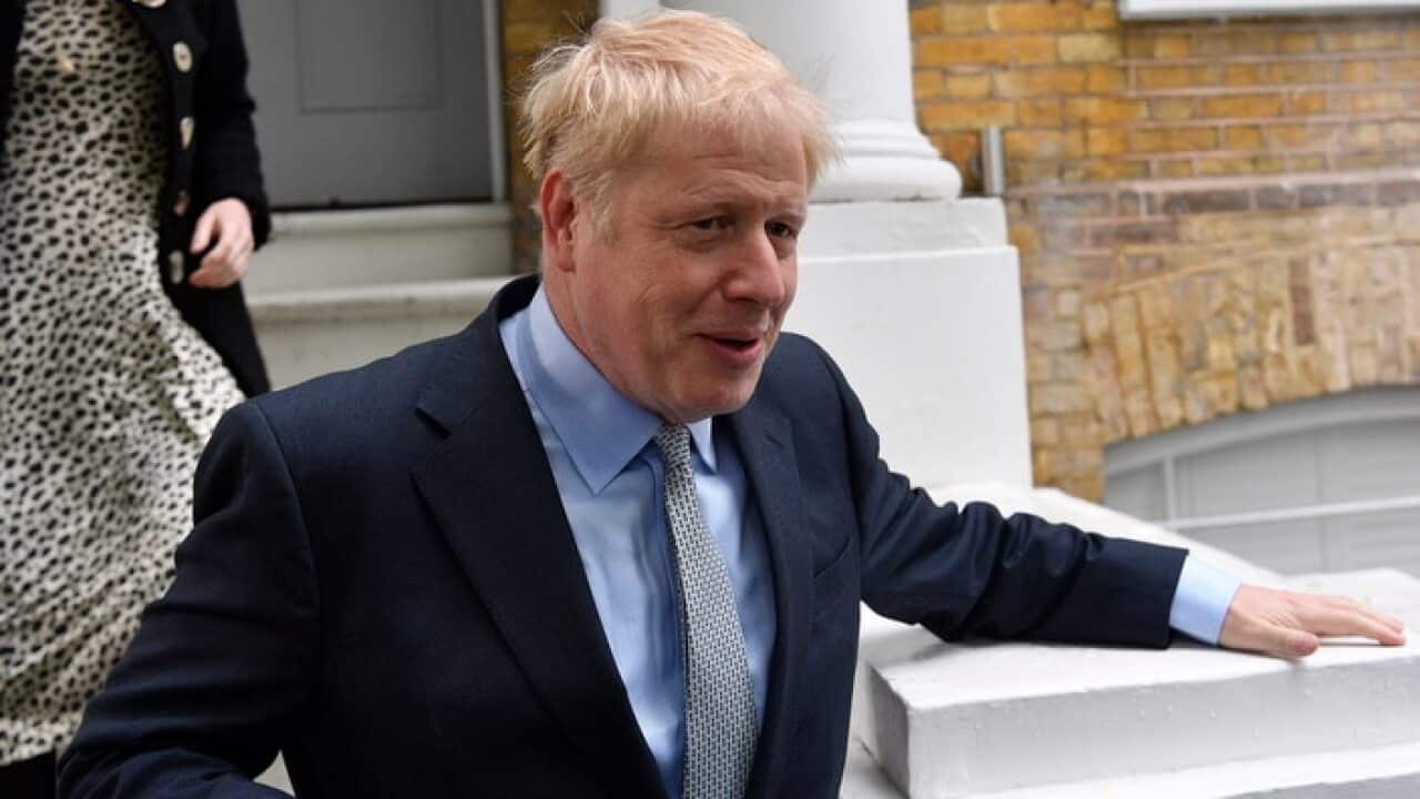 Conservative leadership candidate Boris Johnson leaves his home in central London