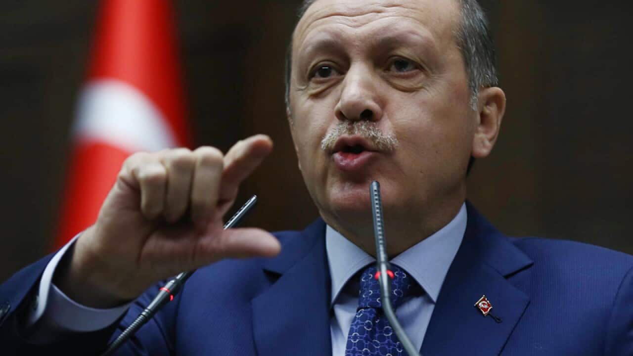 Prime Minister Recep Tayyip Erdogan addresses parliament
