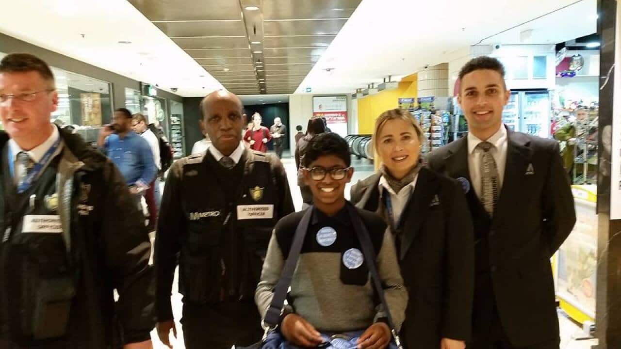 Metro staff assisting Anirudh