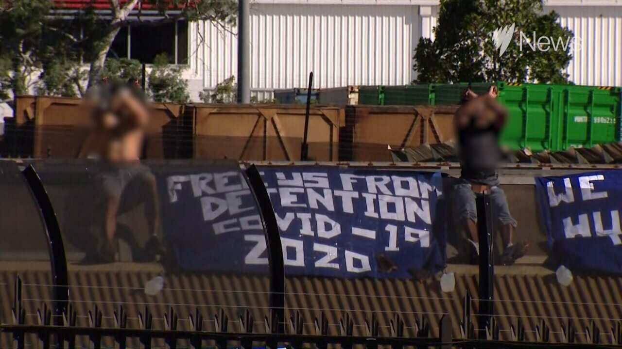 Asylum seekers at Sydney's Villawood detention centre have climbed onto the facility's roof to call for their release amid fears about the spread of COVID-19.