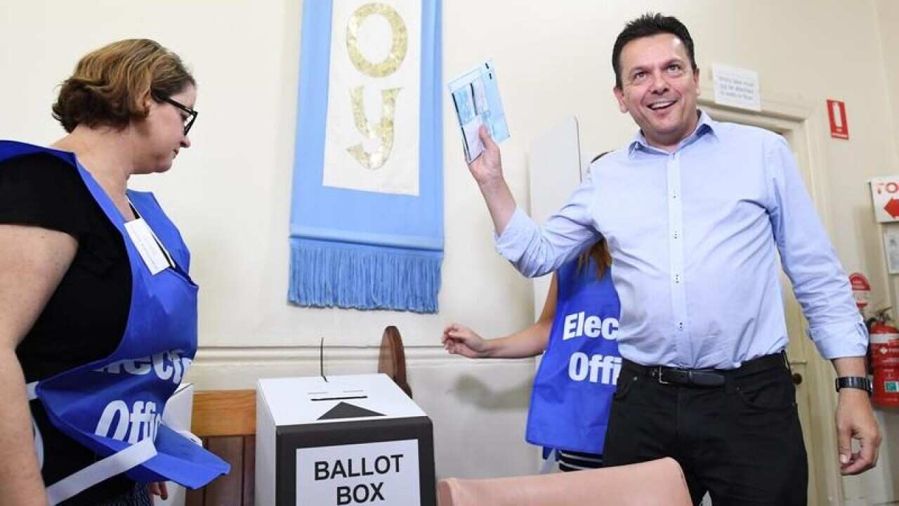 Nick Xenophon votes at Campbelltown Uniting Church.