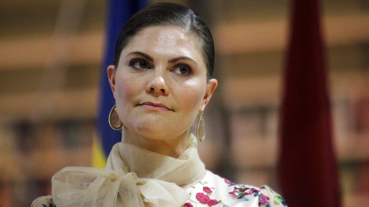 Crown Princess Victoria of Sweden visiting Latvia in April.