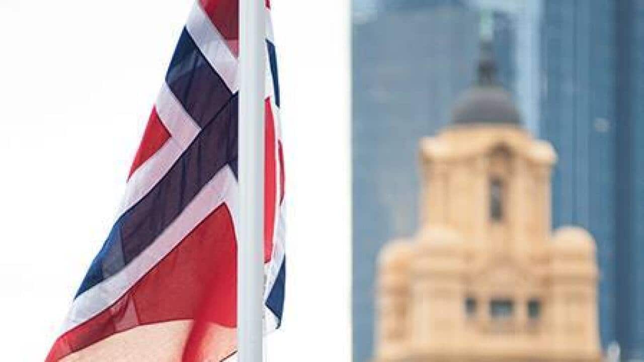 Norwegian Flag on Federation Square