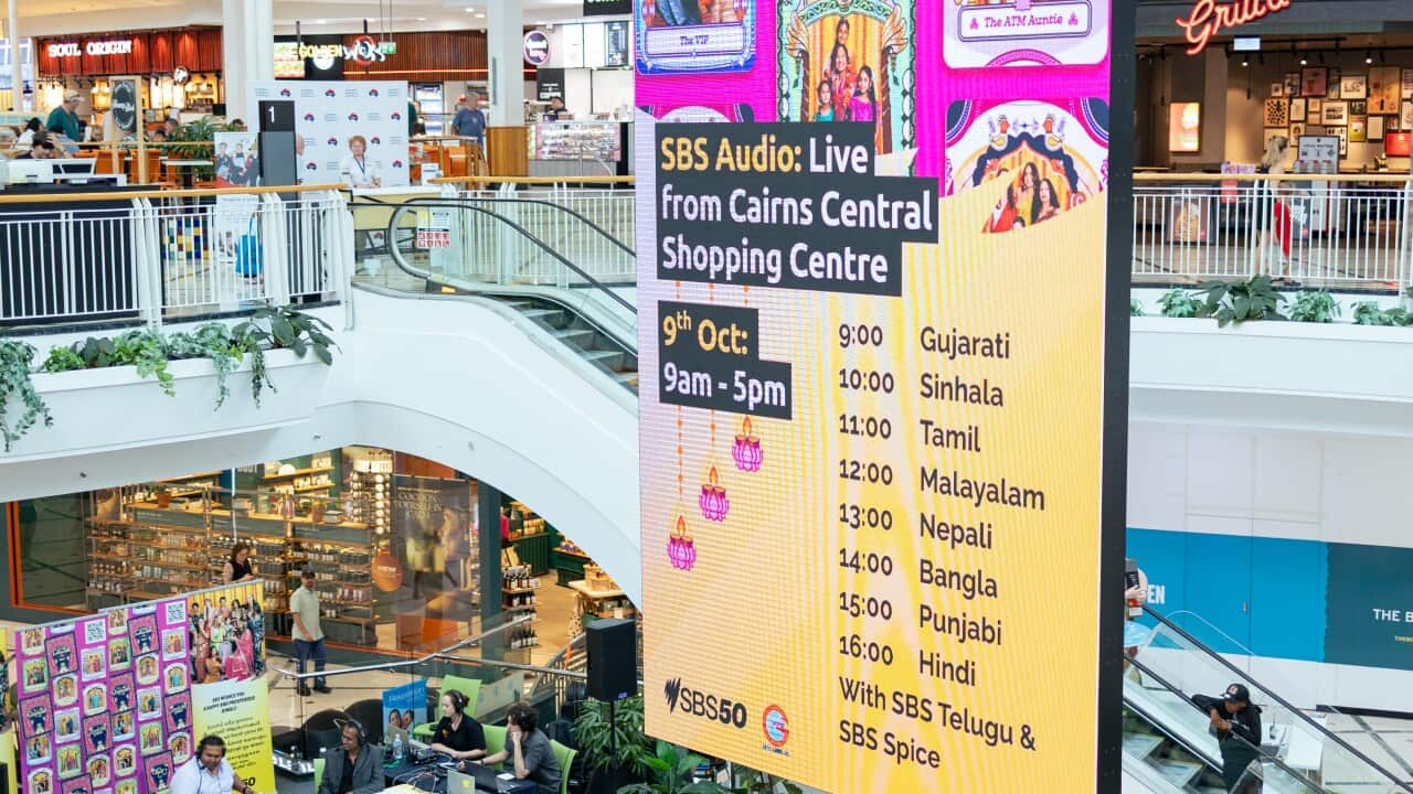 SBS Audio live from Cairns Central Shopping Centre on Thursday, 9 October 2025.
