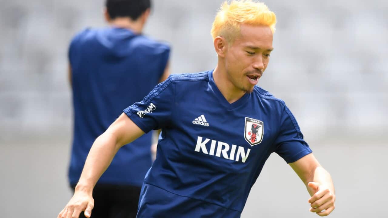 Yuto Nagatomo of Japan in action during a training session ahead of the international friendly match between Japan and Paraguay at Tivoli Stadion.