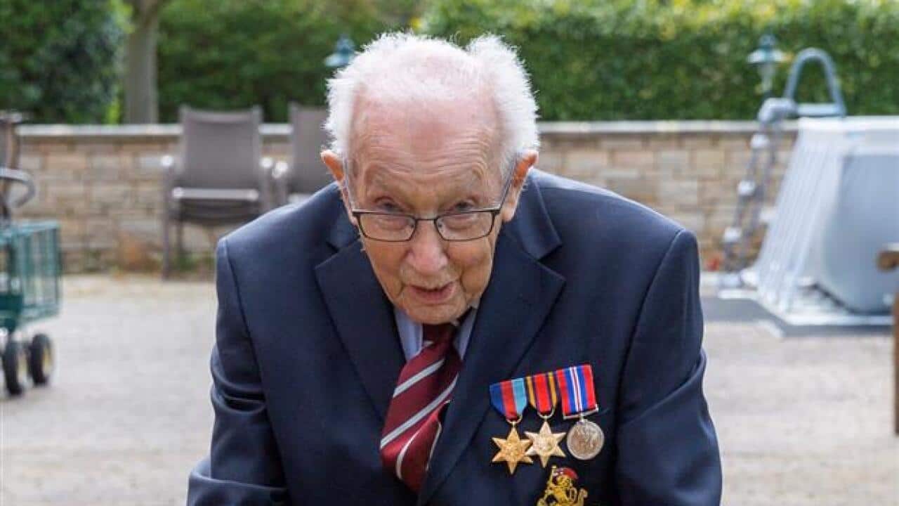 British war veteran Tom Moore, 99, is walking 100 laps of his garden before he turns 100. 