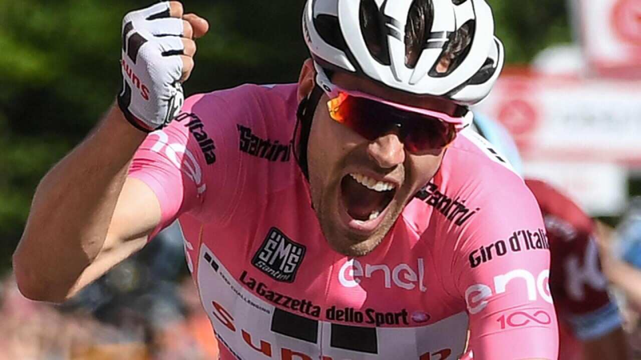 Netherland's Tom Dumoulin celebrates