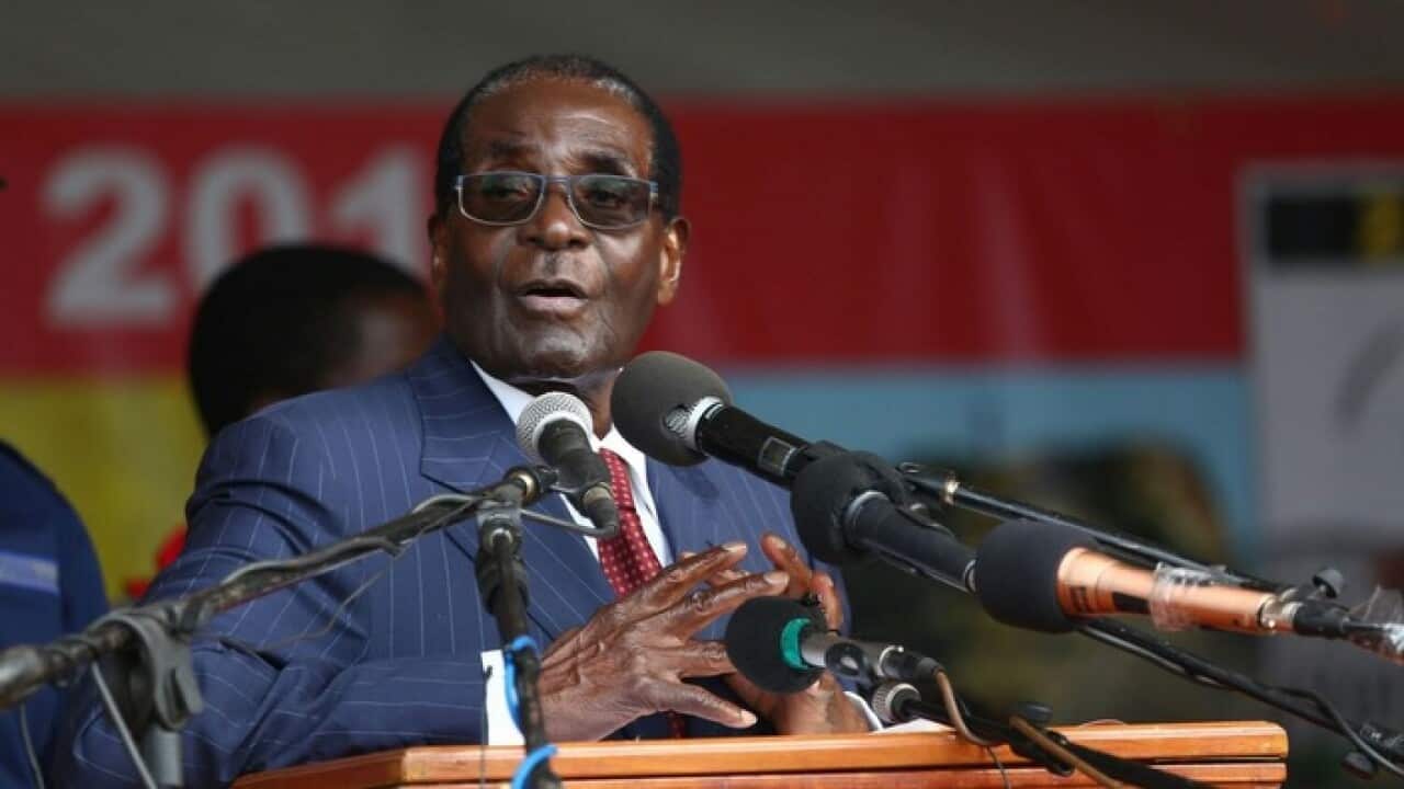 Zimbabwean President Robert Mugabe speaks at his 92nd birthday party held in Masvingo, Zimbabwe, 27 February 2016.