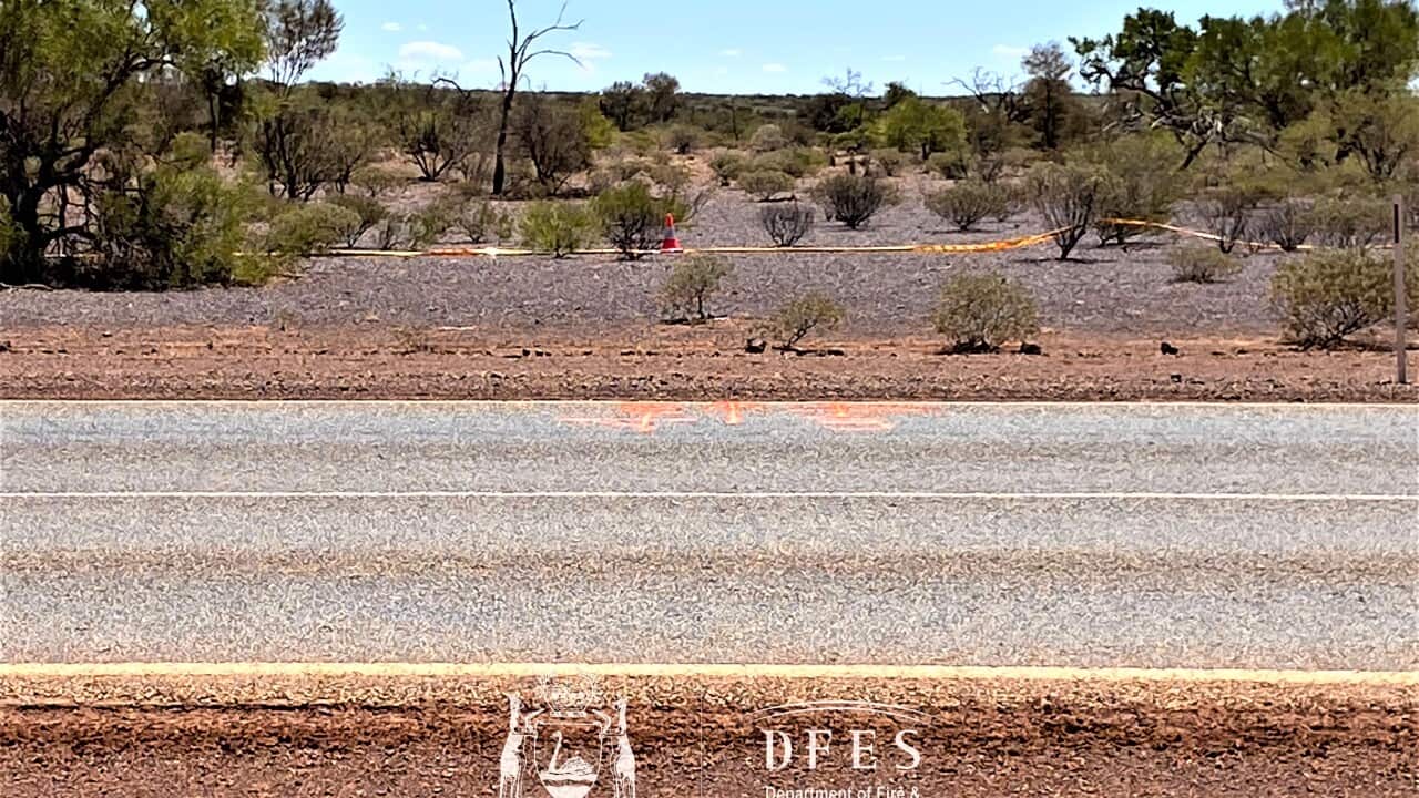 A supplied image obtained on Thursday, February 2, 2023, the site where a missing radioactive capsule was discovered by search crews in outback Western Australia. (AAP Image/Supplied by DFES)