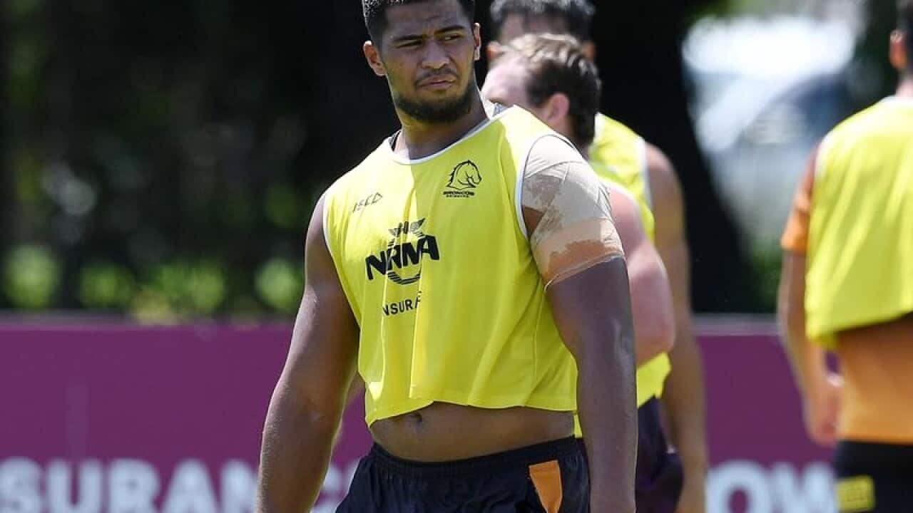 Payne Haas at training on February 12