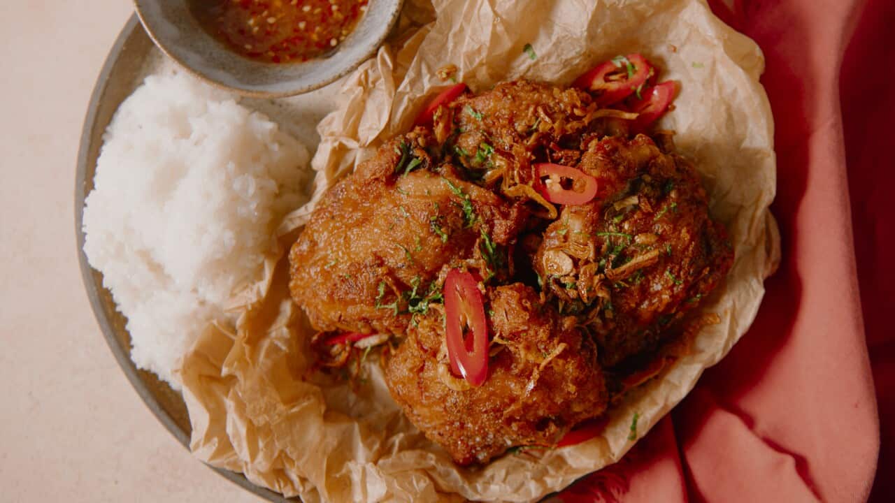 Hat yai gai fried chicken with sticky rice
