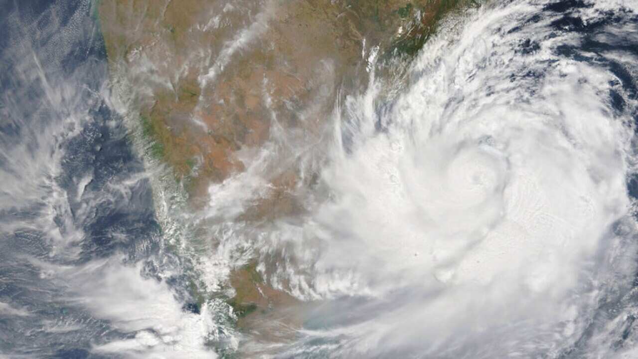 A satellite view of Cyclone Fani