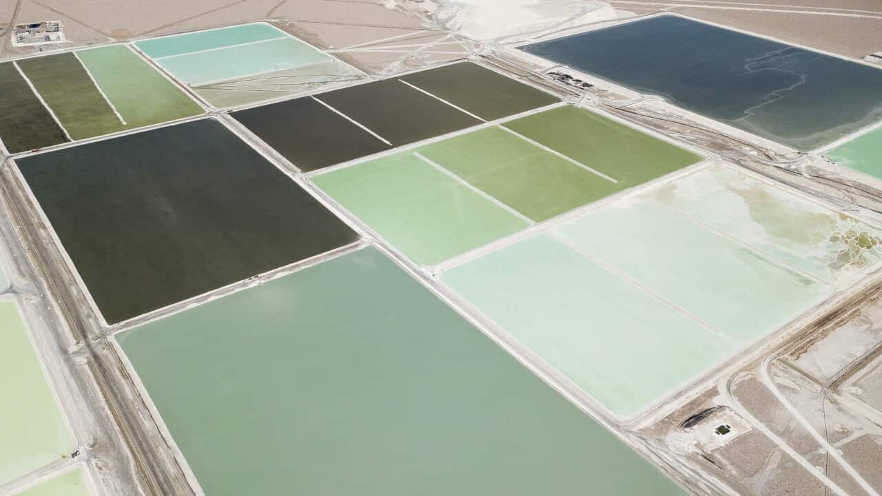 Brine Pools At A Lithium Mine
