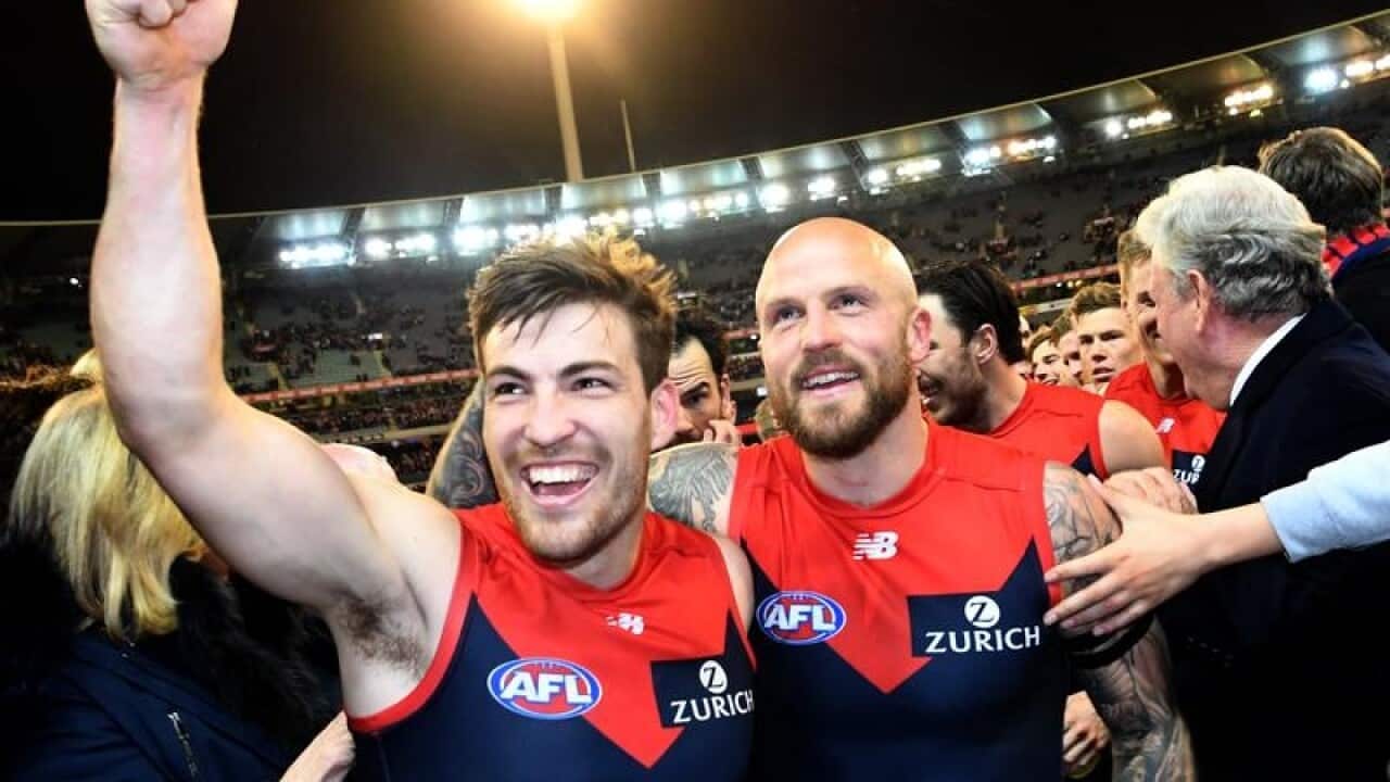 Jack Viney and Nathan Jones