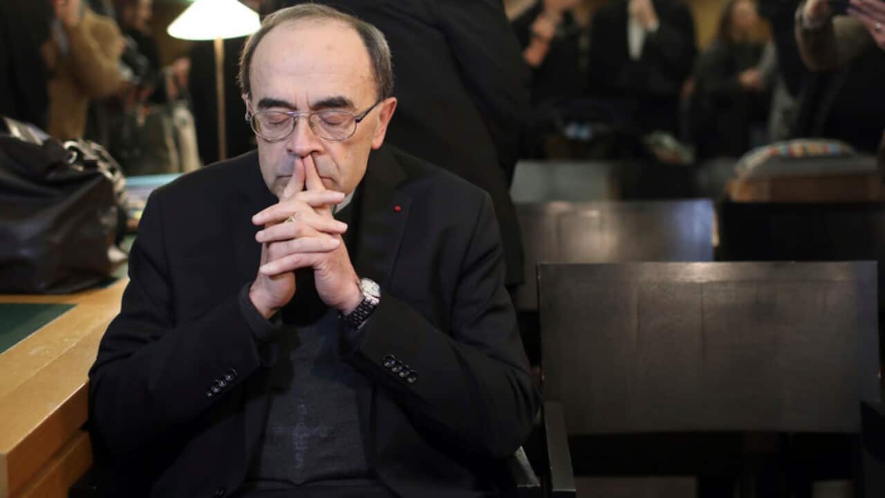 Cardinal Philippe Barbarin before his trial in Lyon.