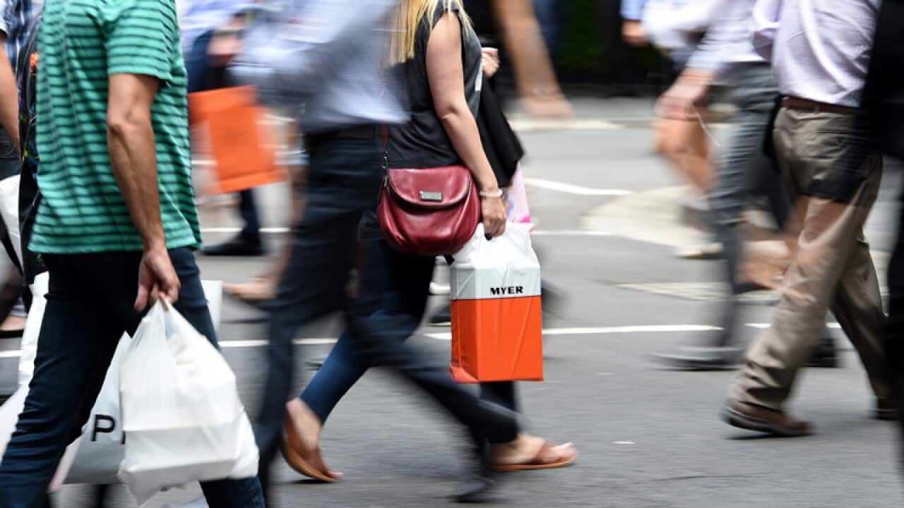 A stock image of shoppers.