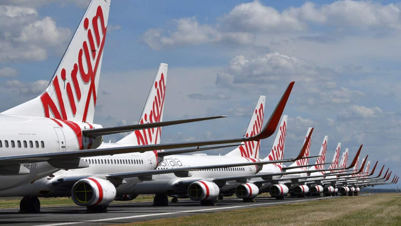 Virgin Australia aircraft grounded at Brisbane airport.