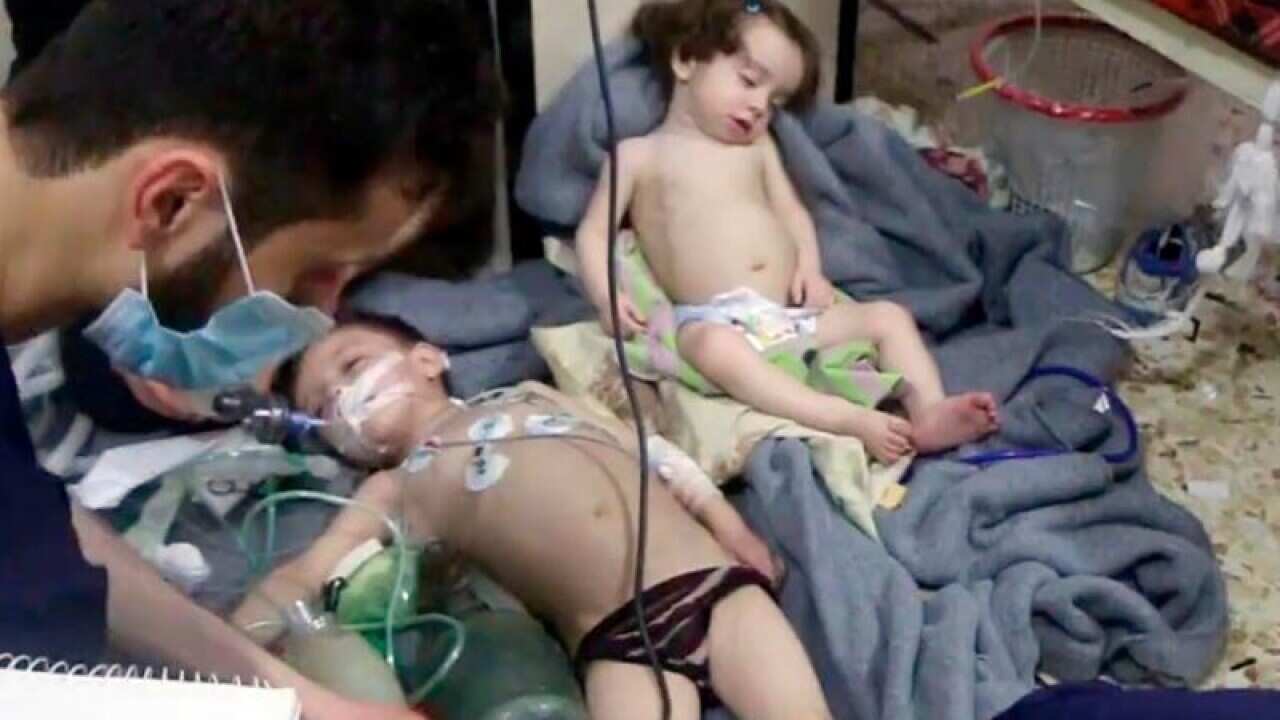 A file image of Douma after the gas attack in April