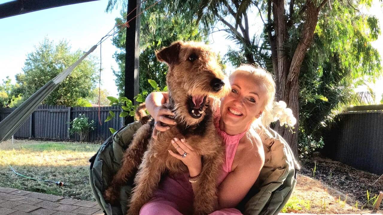 Diana Lepetynska with her dog Frida
