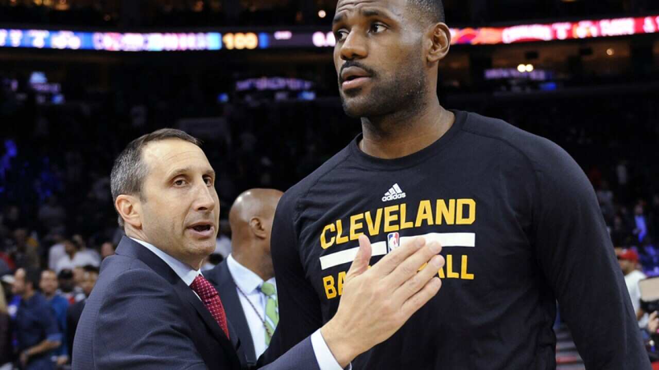 Cleveland Cavaliers coach David Blatt and LeBron James.