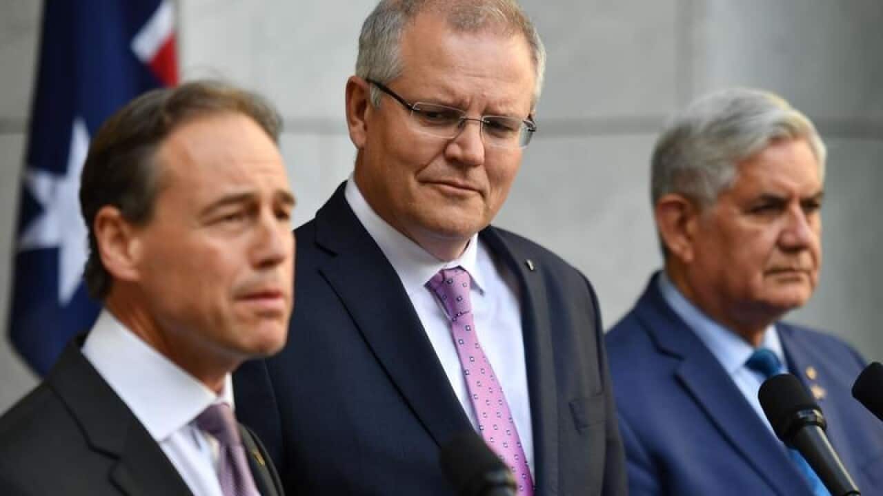 Greg Hunt, Scott Morrison and Ken Wyatt.