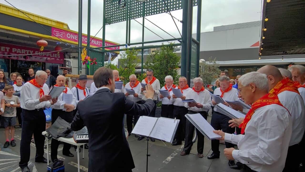 Pasquale Marinelli (right) performing with the Veneto Club Melbourne Choir