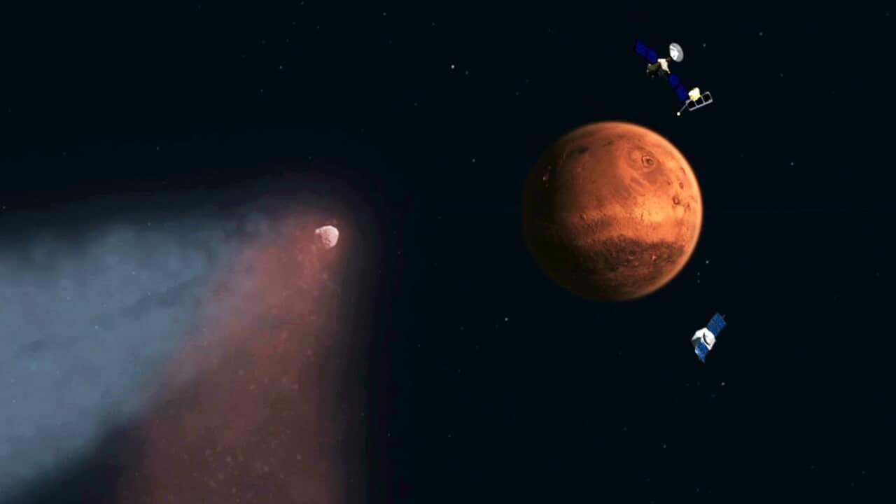 An artist's illustration of Mars.
