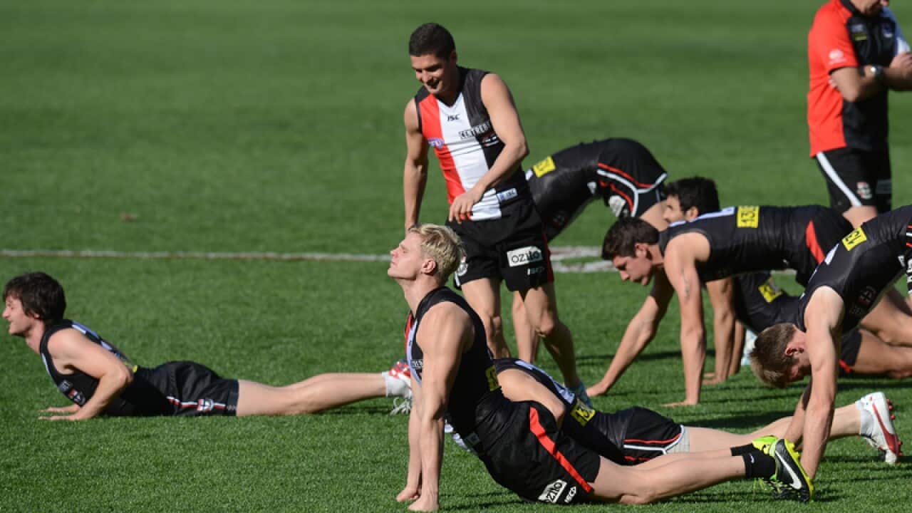 St Kilda players during a training session