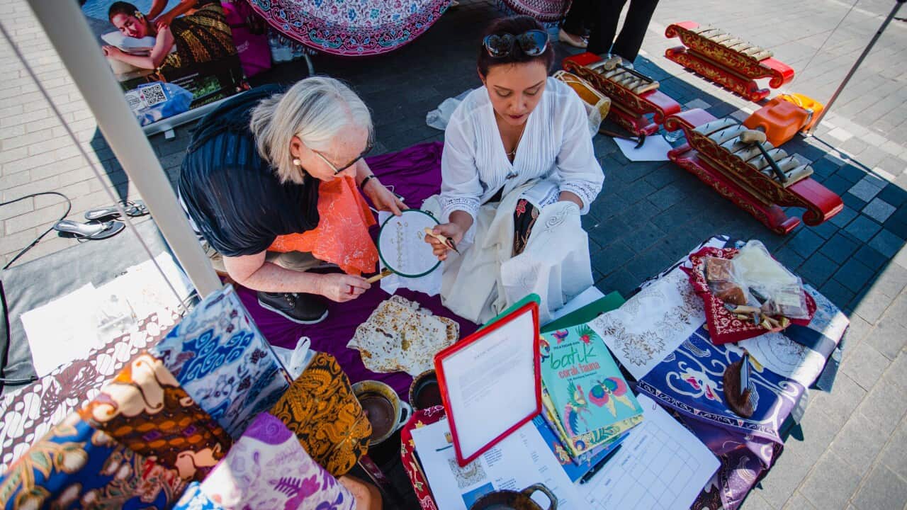 Makin batik. The Indonesian community in south-west Western Australia put on a cultural festival.