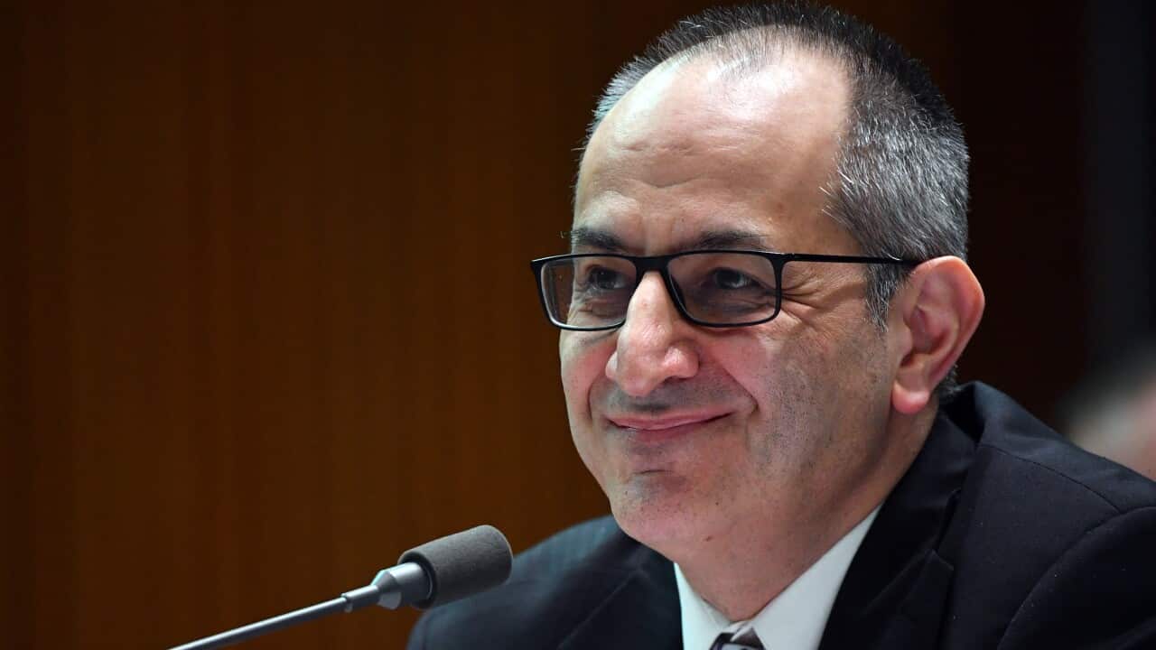 Secretary of the Home Affairs Department Mike Pezzullo appears before a Senate Estimates hearing at Parliament House in Canberra.