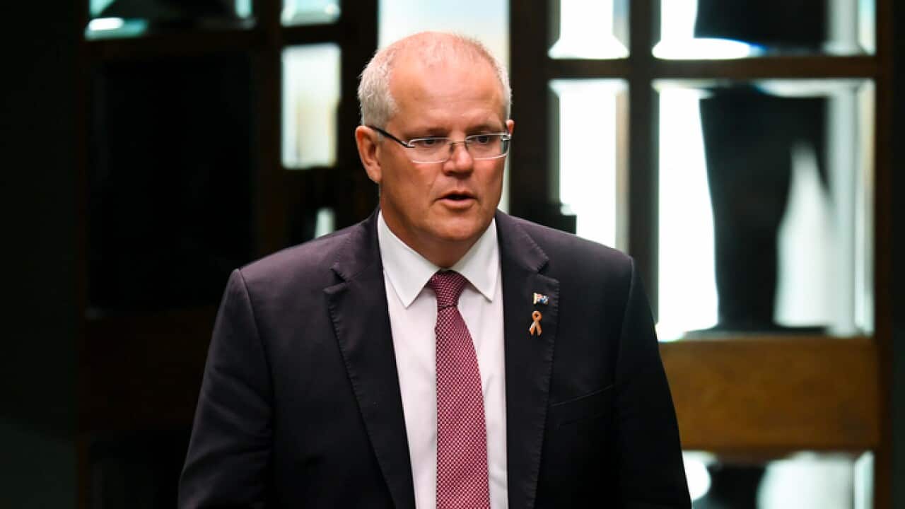 Prime Minister Scott Morrison arrives to deliver the Closing the Gap report