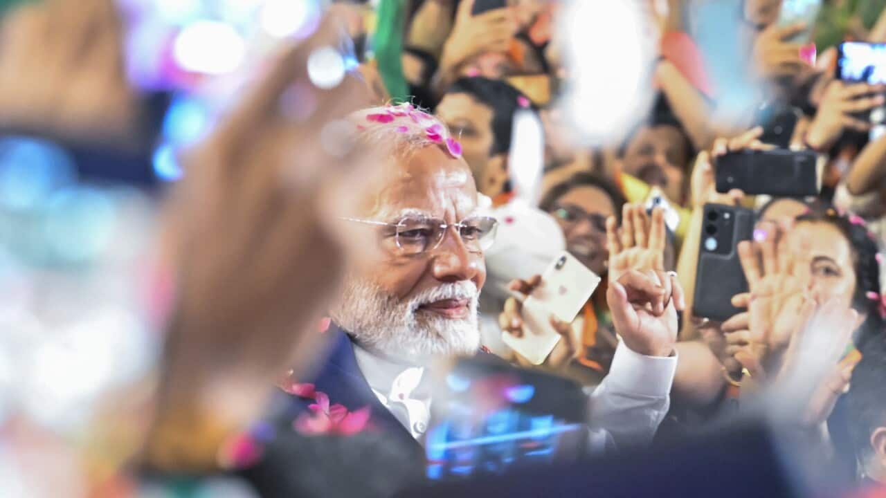 Prime Minister Narendra Modi Joins Victory Celebrations At BJP Headquarters In New Delhi