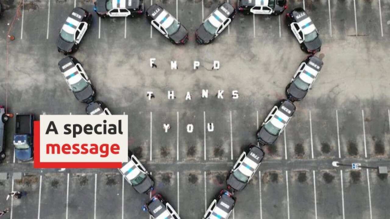 The Fort Myers police department sent a special 'Thank you' message to the staff at their local hospital treating COVID-19 patients.