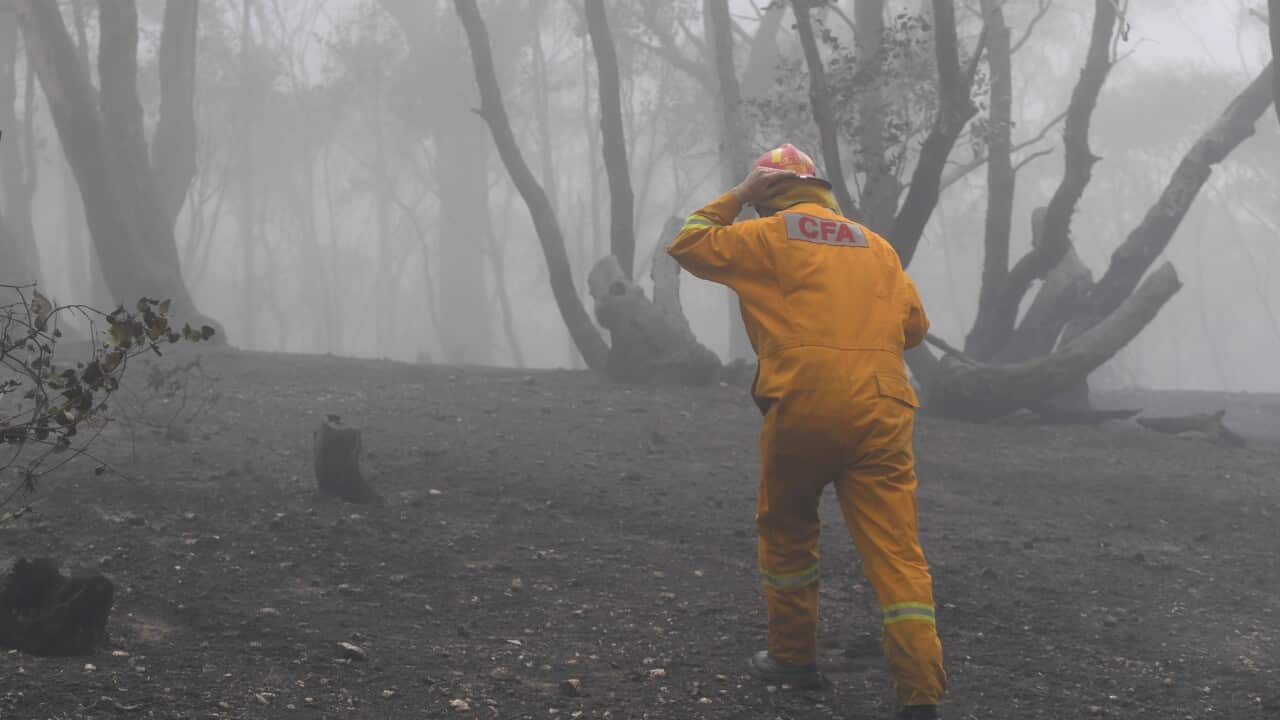 A CFA firefighter near Mount Glasgow, Victoria.