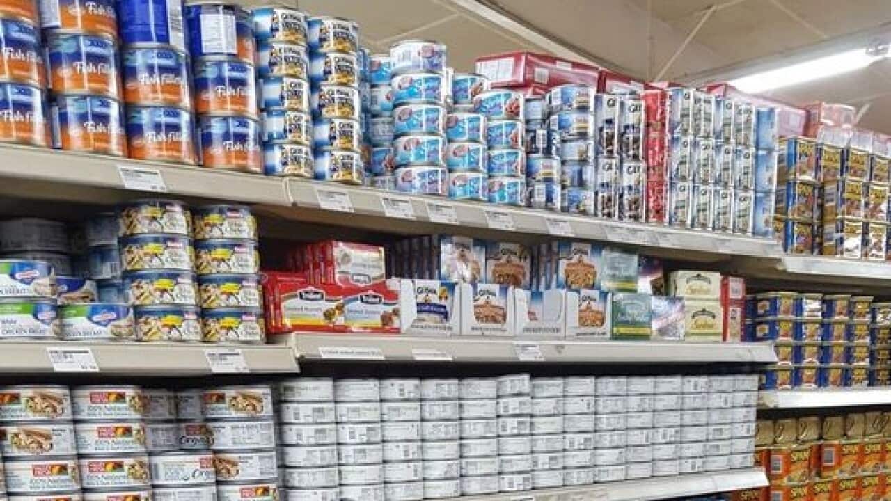 in an isle of food items
