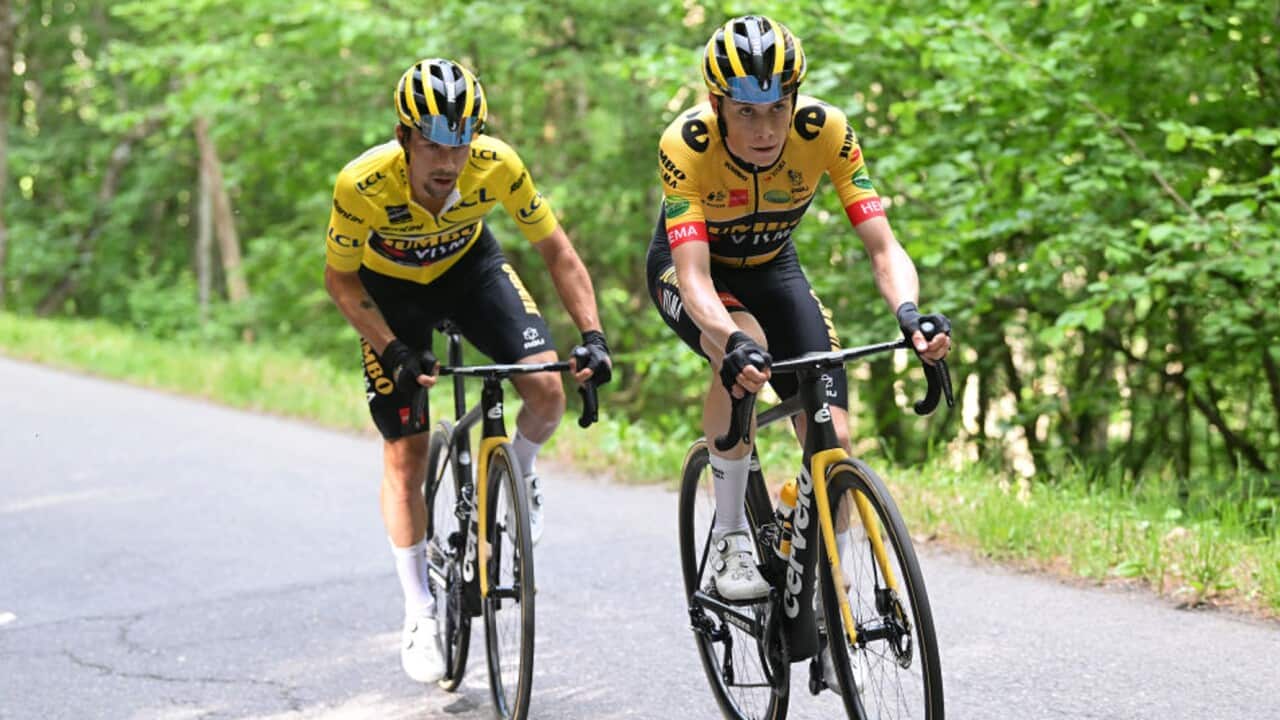 Jumbo-Visma's Primoz Roglic and Jonas Vingegaard