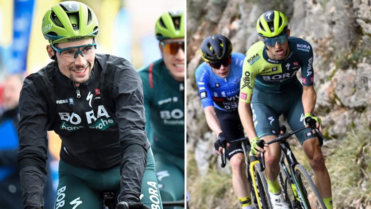 (L to R) Primoz Roglic at Paris-Nice, Jai Hindley in action at Tirreno-Adriatico