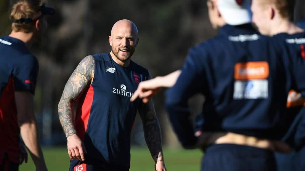 Co Captain Nathan Jones during Melbourne Demons training session.