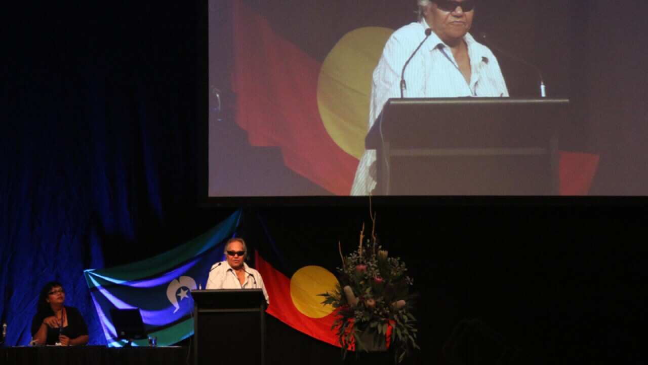 Aboriginal activist Rosalie Kunoth-Monks speaks during a conference