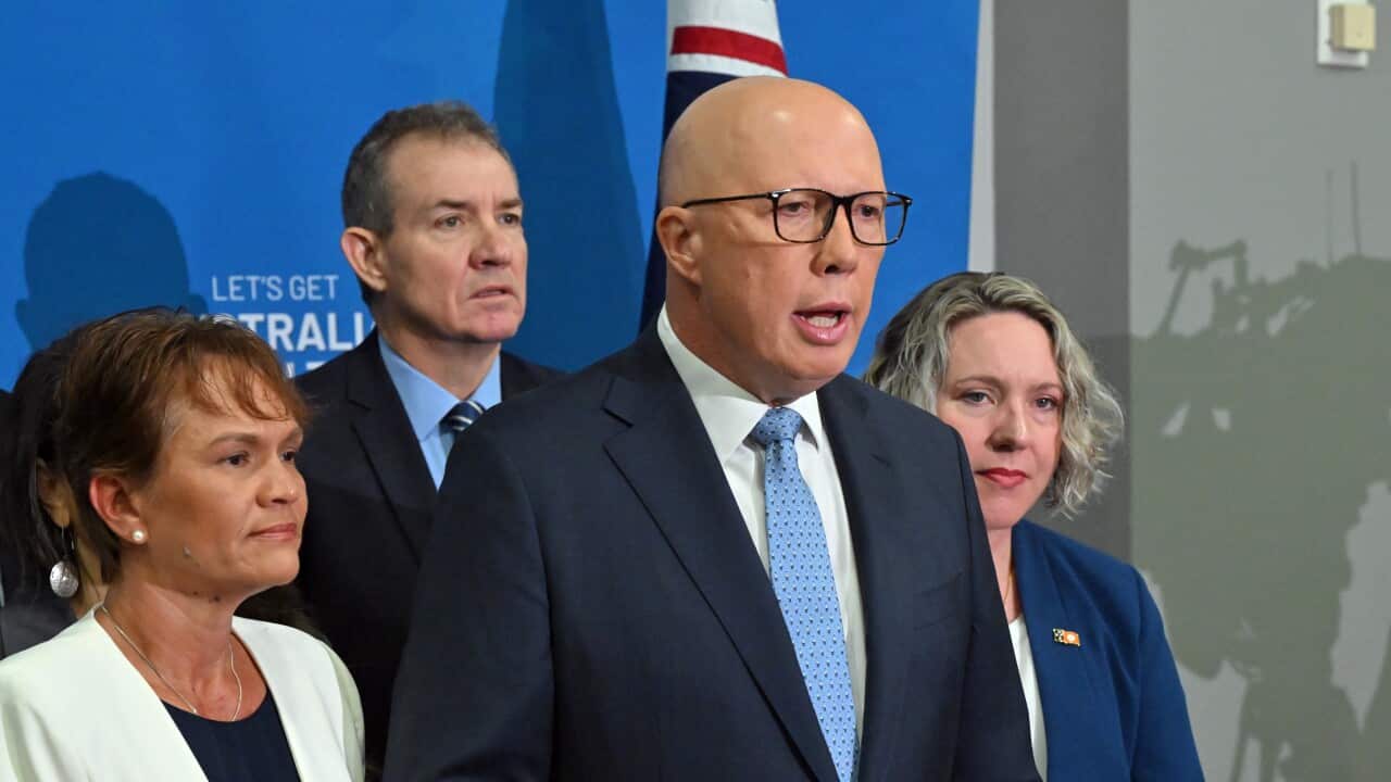 Peter Dutton speaks to the media in Darwin