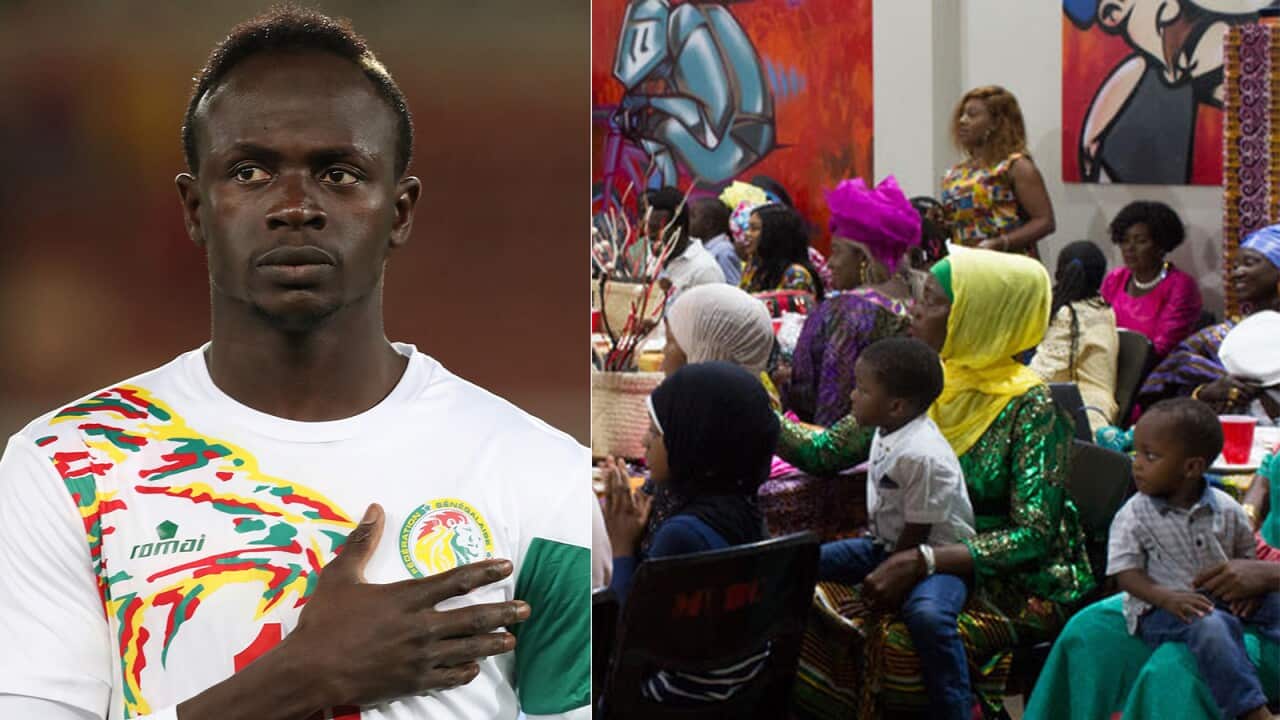 Sadio Mané, left, and members of Australia's Senagalese community.