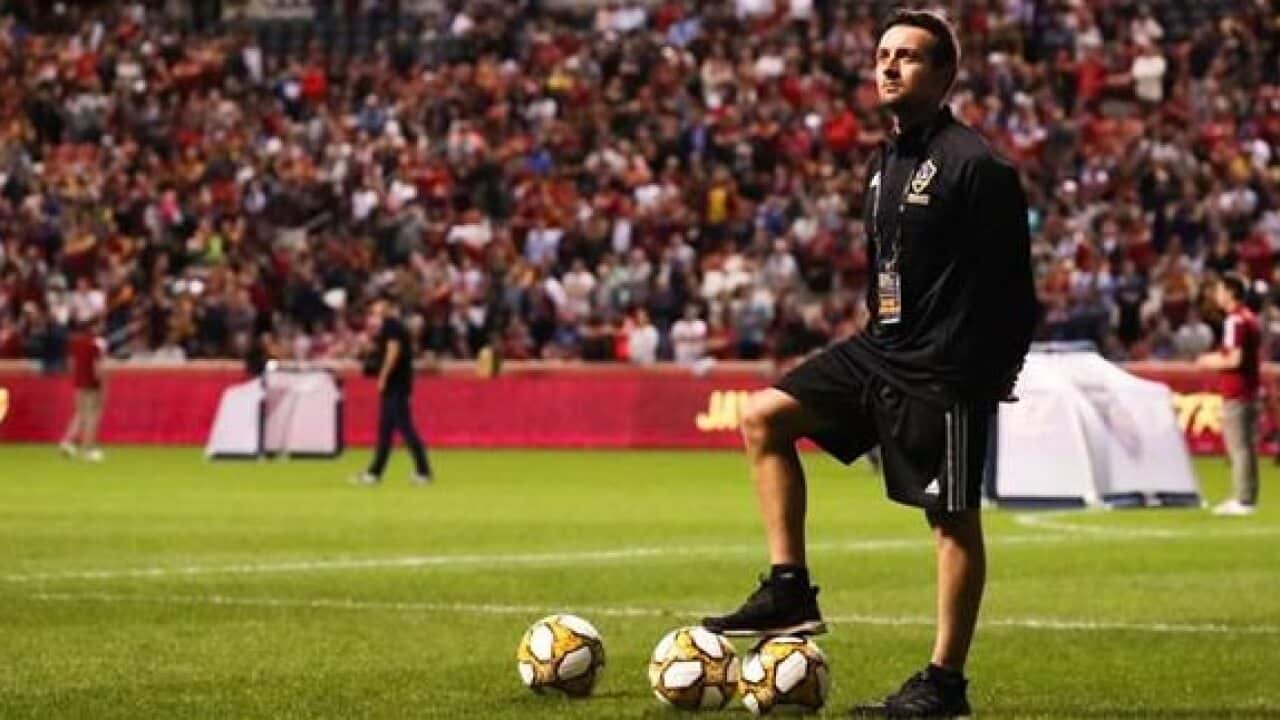 Adam Waterson before an LA Galaxy match