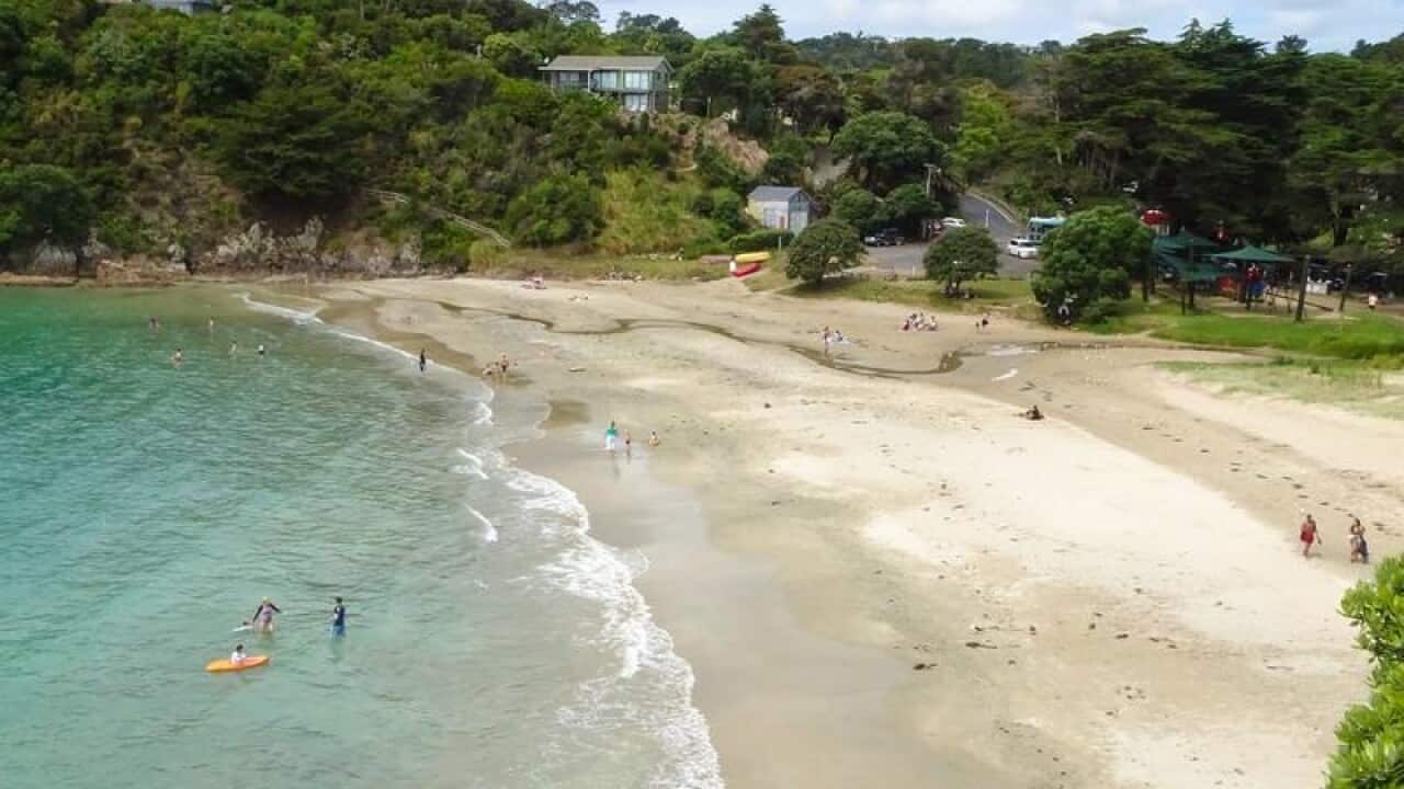 A file image of a beach on Waiheke Island, New Zealand
