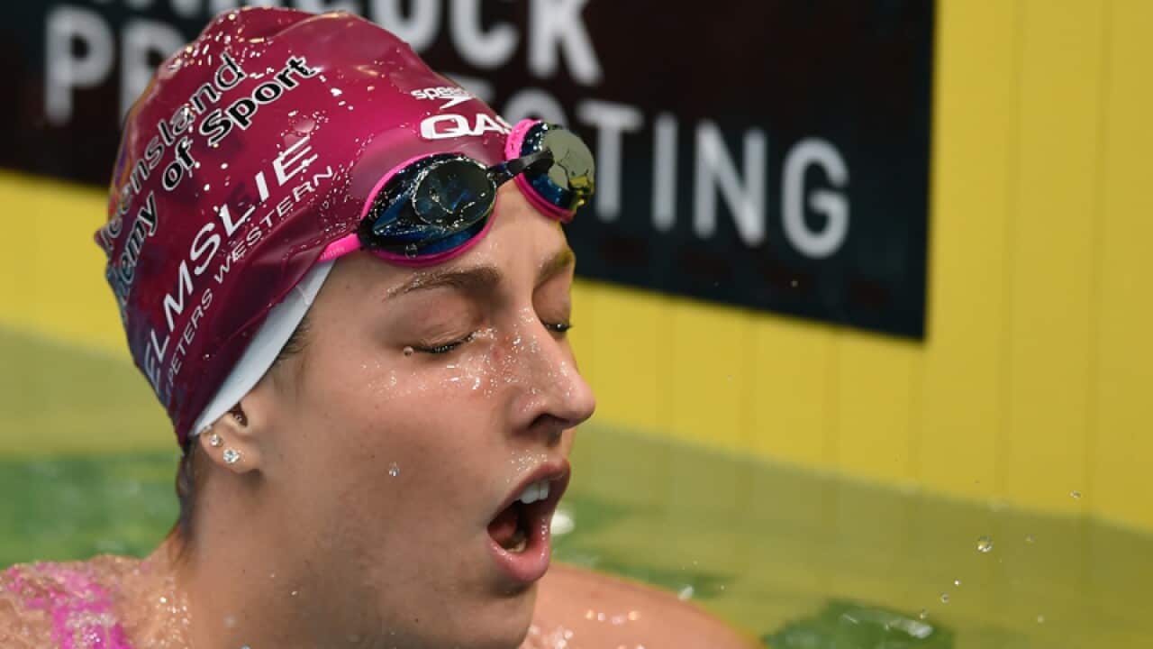 Brittany Elmslie leaves the pool