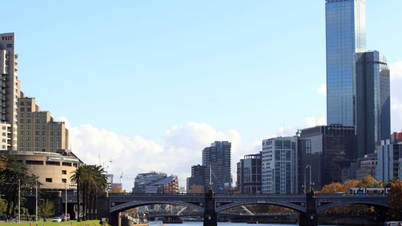 The Yarra river flowing through Melbourne CBD