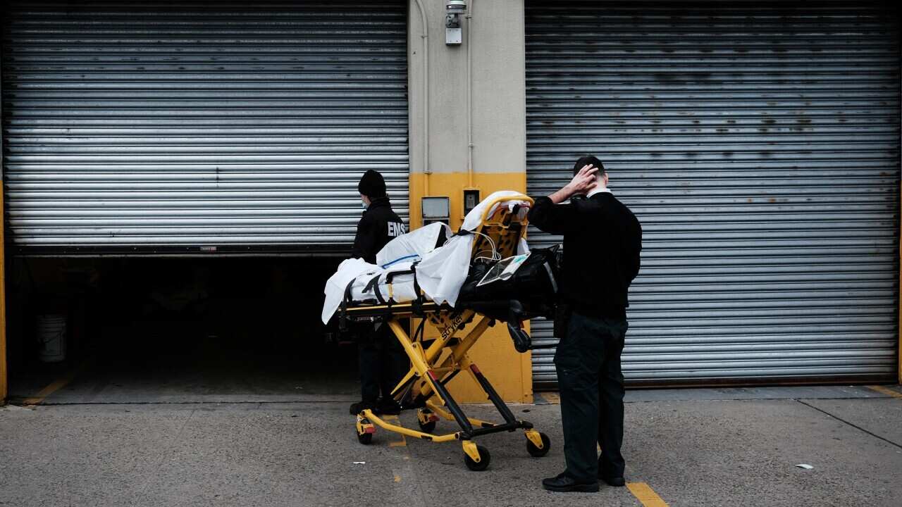 A patient arrives at a Brooklyn hospital