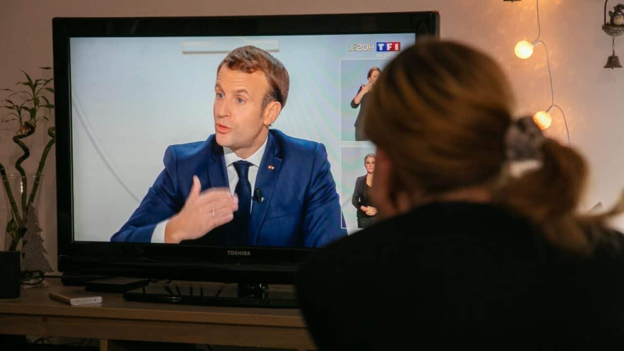 French President Emmanuel Macron delivers as speech to the nation.