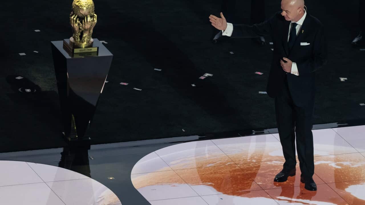 FIFA President Gianni Infantino presents Peace Prize to President Donald Trump during the 2026 FIFA World Cup draw
